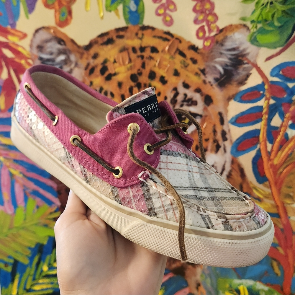 Sperry Pink and Plaid Boat Shoes